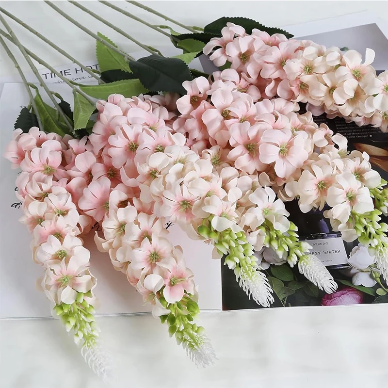 1/2 Stück 74 cm künstliche Blumen, Delphinium-Seidenblume, langer Stiel, Hyazinthe, künstliche Blume für Hochzeit, Heimdekoration, Blumenarrangement – Detail 3