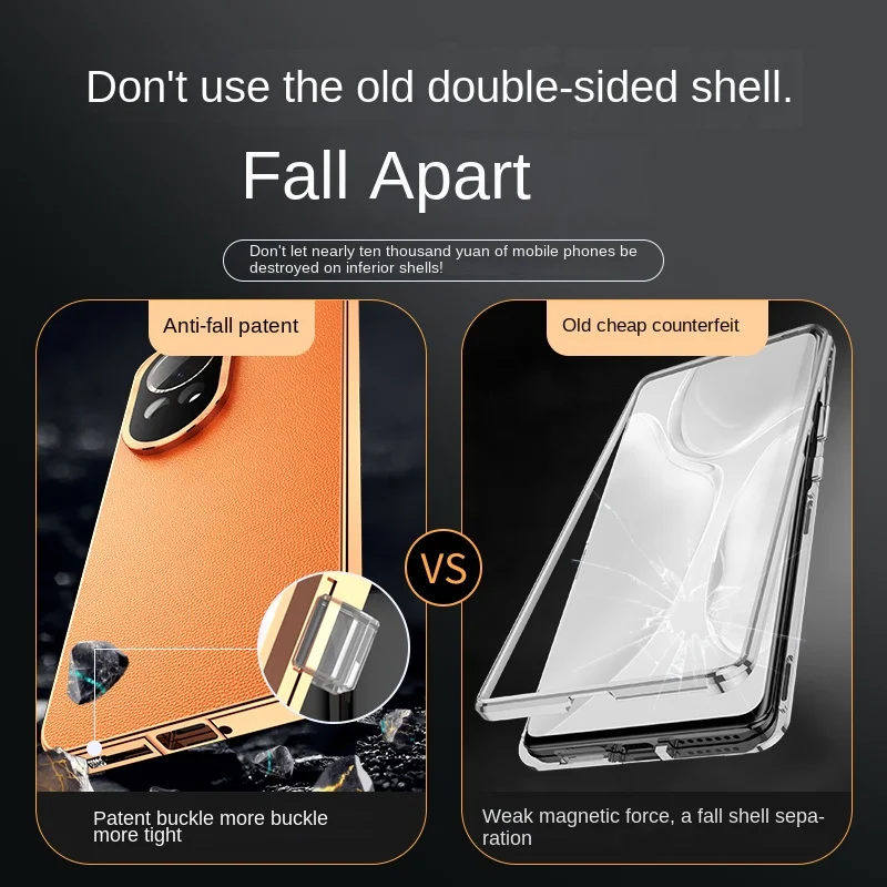 Double Sided Protection Case with Tempered Glass Front & PU Leather Back Cover