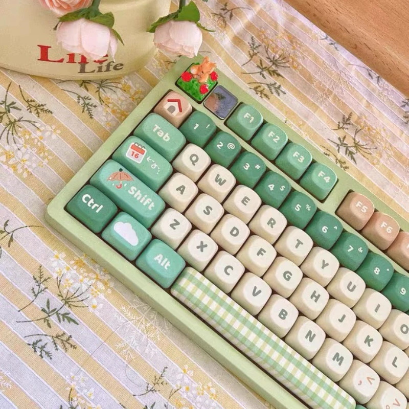 Hiking Xoa Teclado Mecânico Bonito Keycaps Presente Quadrado Térmico Sublimação Incluir 2.25 u 2.75u para Alice 132 Chaves go - Imagem 3