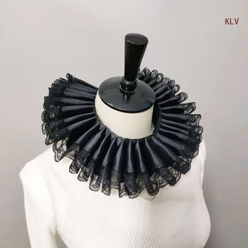 

Викторианское колониальное ожерелье с кружевной отделкой, воротник с рюшами и съемный воротник-накидка 6XDA