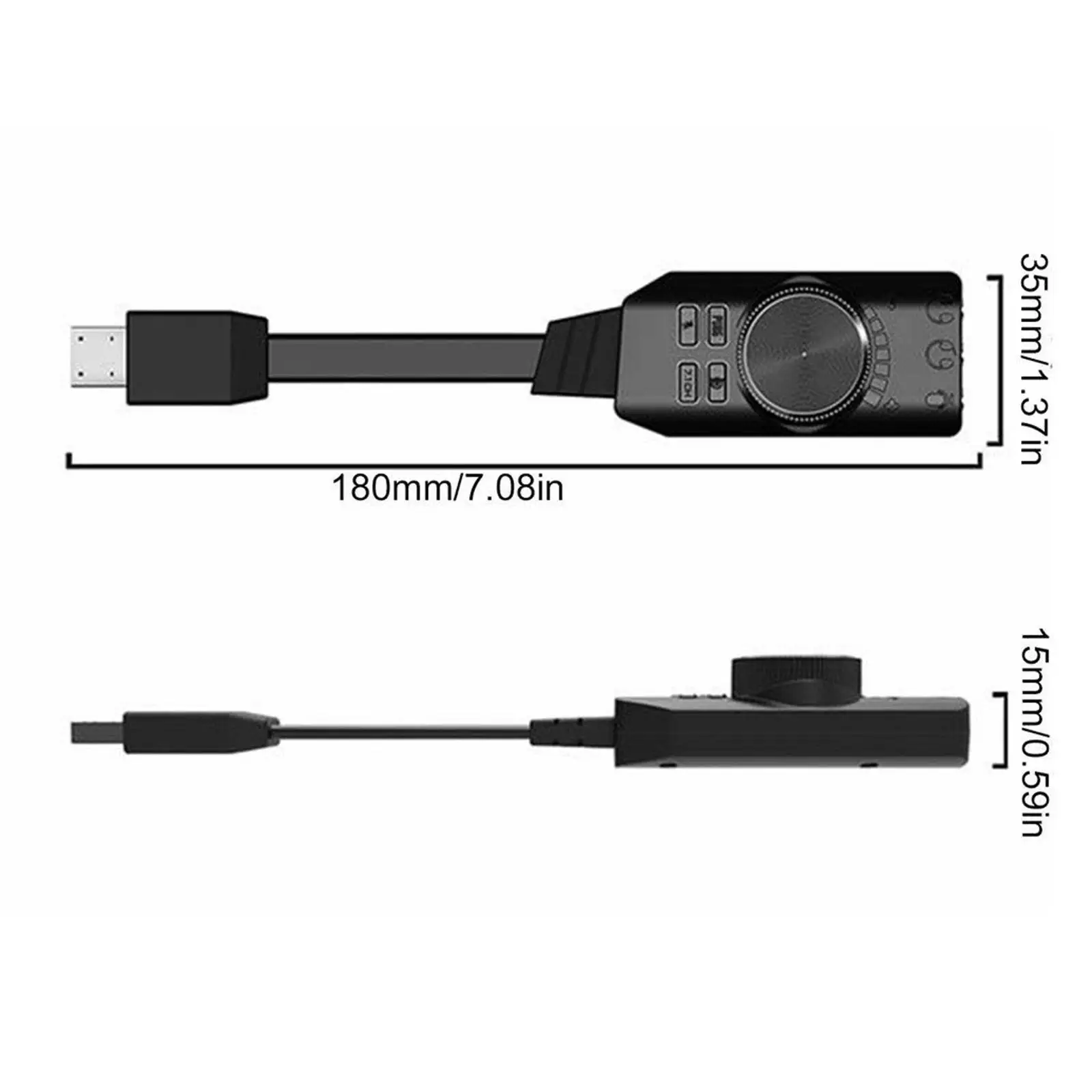 Windows 및 Linux용 볼륨 조절 기능이 있는 USB 사운드 카드 7.1 채널