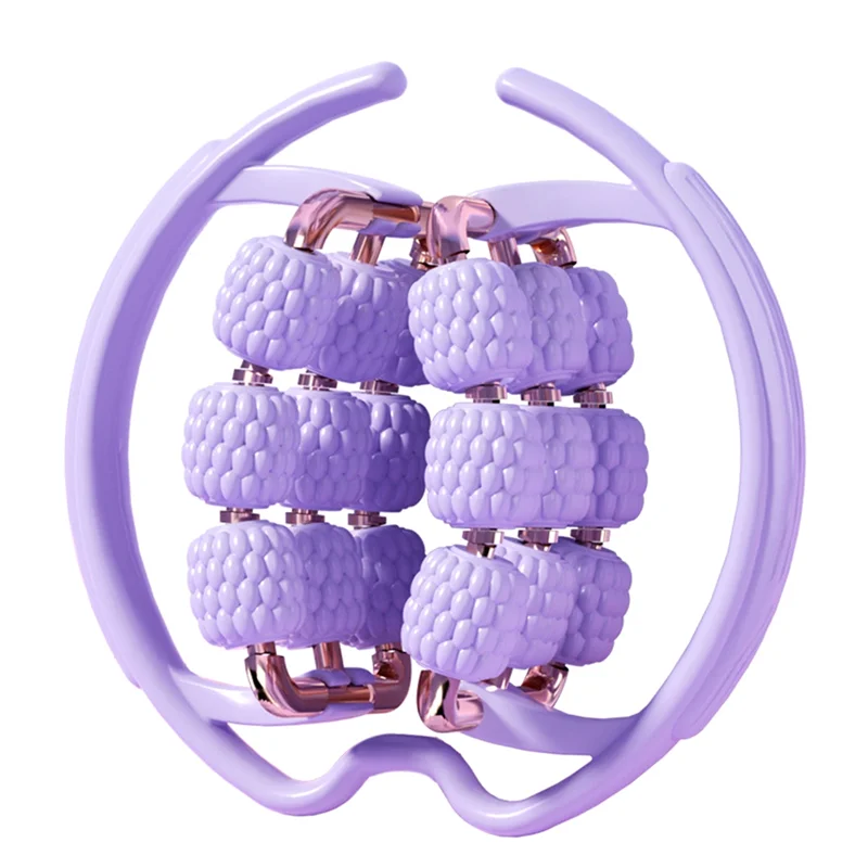 1 PCS Clamp Leg Massager, Wheels Muscle Roller Massager Purple With 18 Wheels 360 Degree Leg Neck Muscle Hand Arm Relaxer