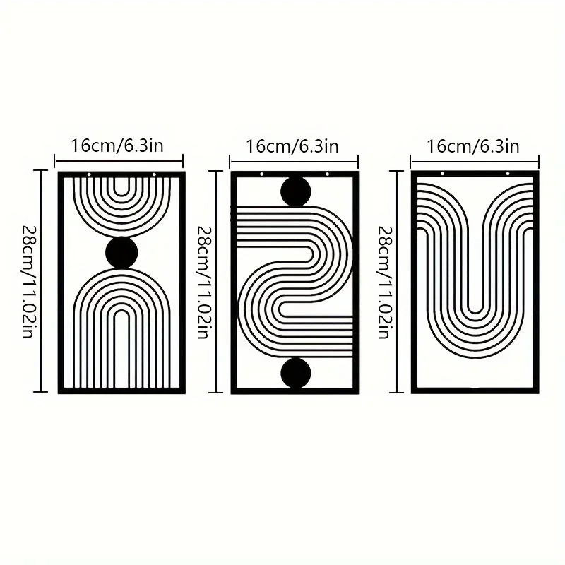 3pcs Iron Abstract Geometric Wall Art - Image 6