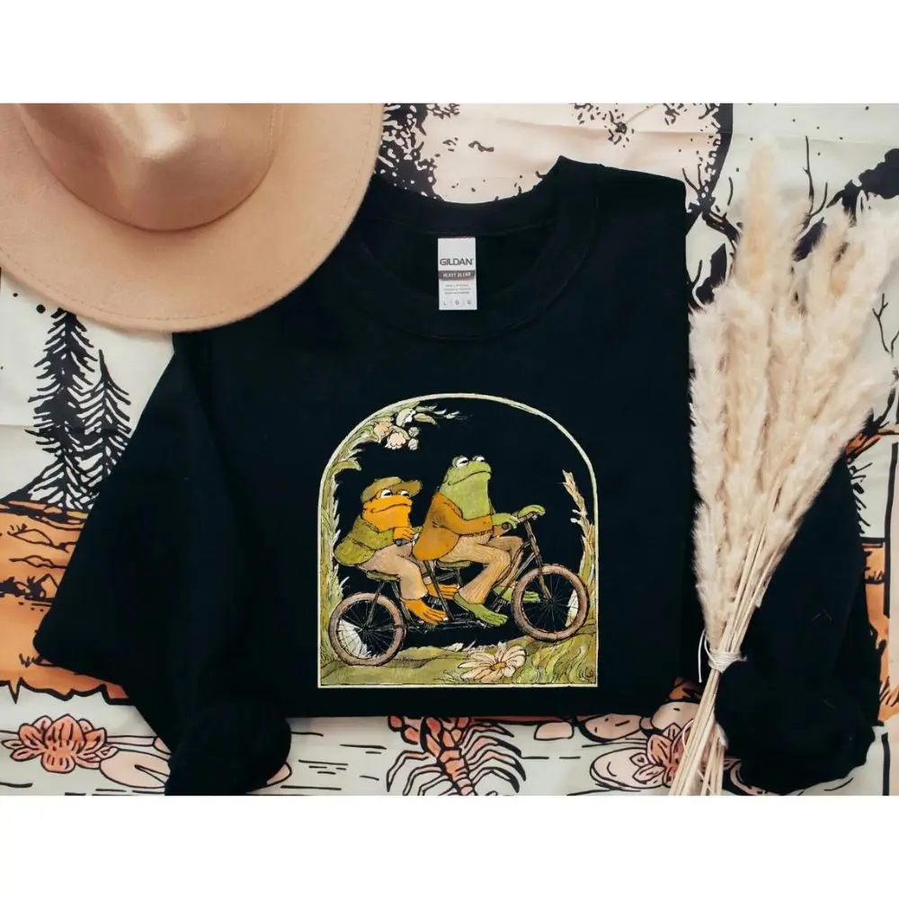 Frog Print Sweatshirt Casual Long Sleeve Crew Neck Sweatshirt For Fall & Spring Women's Clothing Couple Gift 2024 Fashion Tops
