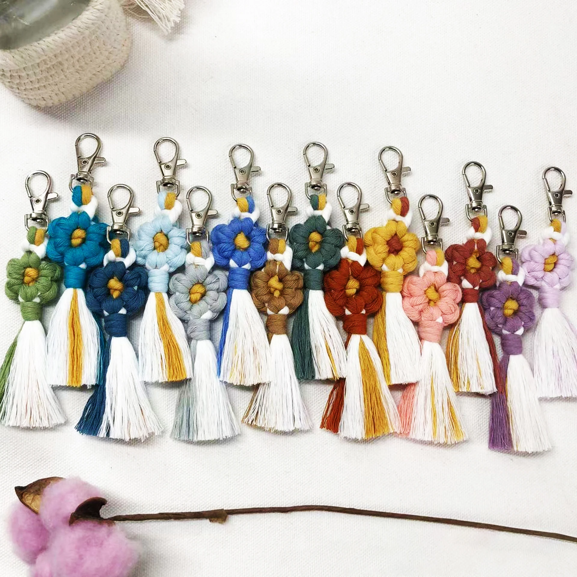 

Colorful Bag Keychain Handmade Cotton Rope Keychain Bag Small Pendant Creative Rope Keychain Pendant Pure Hand Woven Keychain