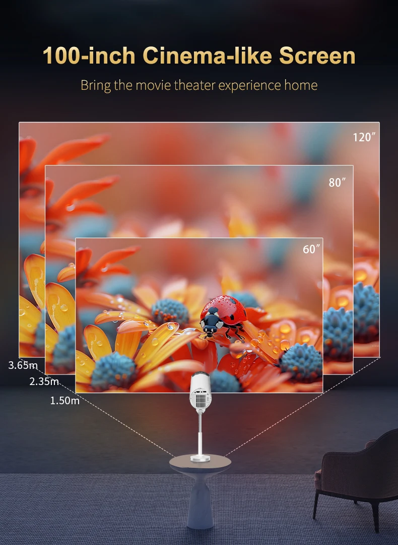 Smart Mini Hidden lifting Gimbal Projector 4K Portable with Wifi 6 Bluetooth 5.0