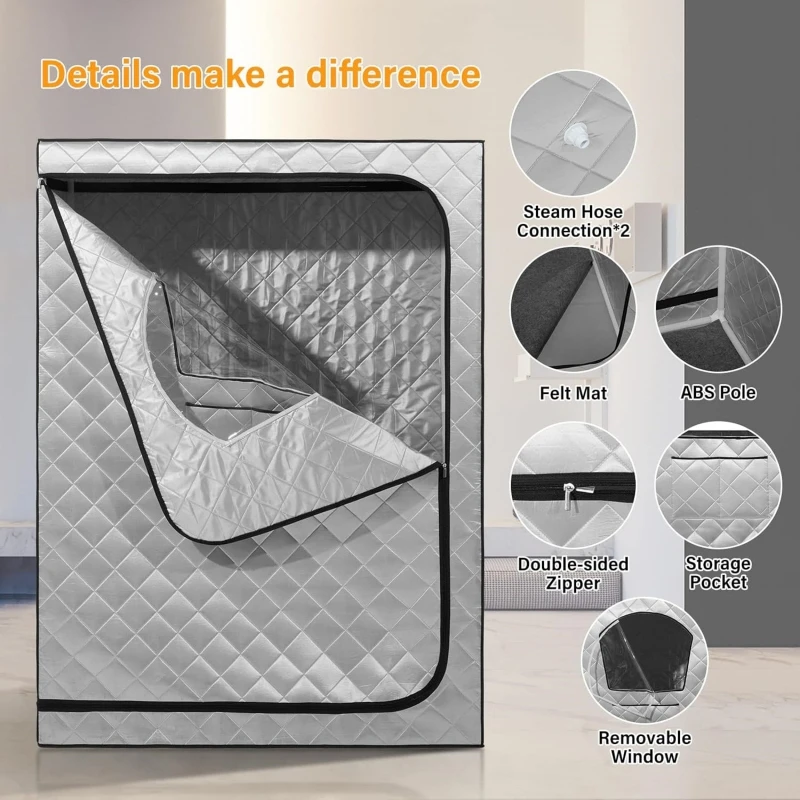 2 Person Sauna Tent Full Body Portable Steam Saunas for Home Relaxation Indoor Sauna Steam Room Personal Sauna Box for Home Spa 2