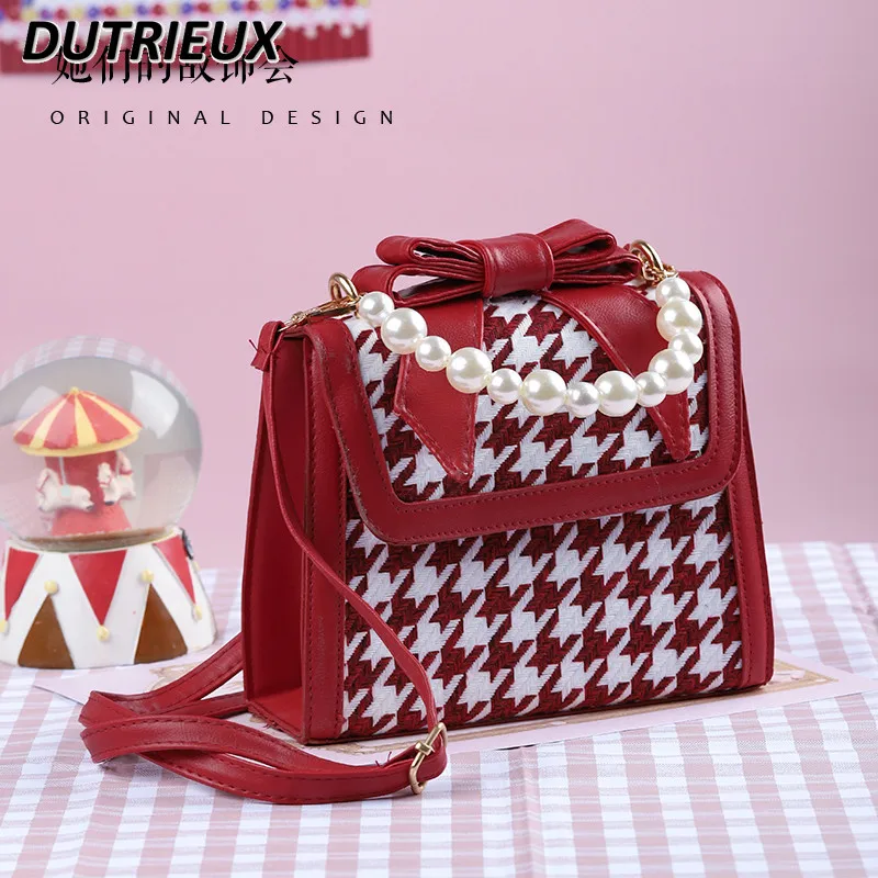 Lolita Bag Female 2022 New Bear Cute Pearl Ladies' Cosmetic Bags Fashion Elegant Makeup Crossbody Handbag for Women