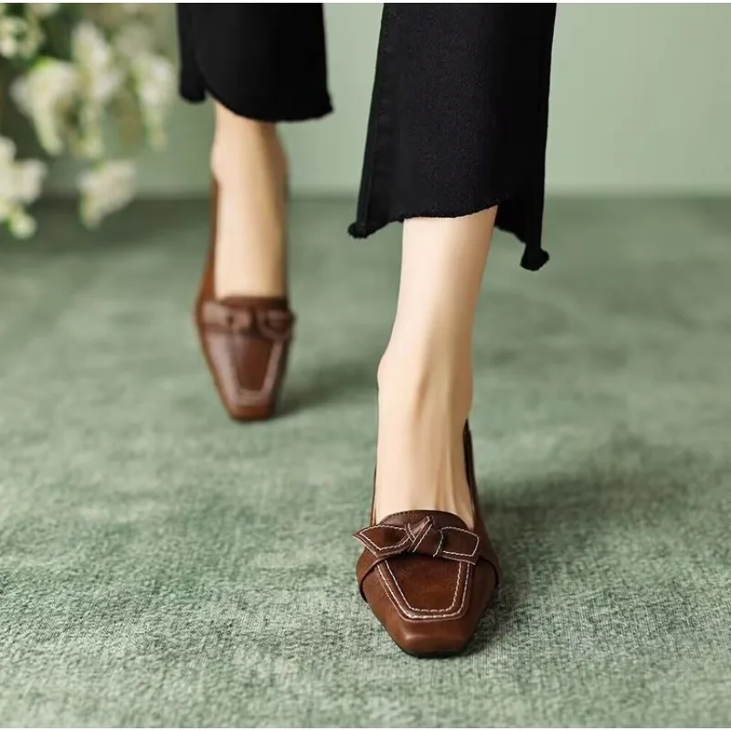 جديد ريترو المرأة موضة ساحة تو عالية الكعب 2025 ال...