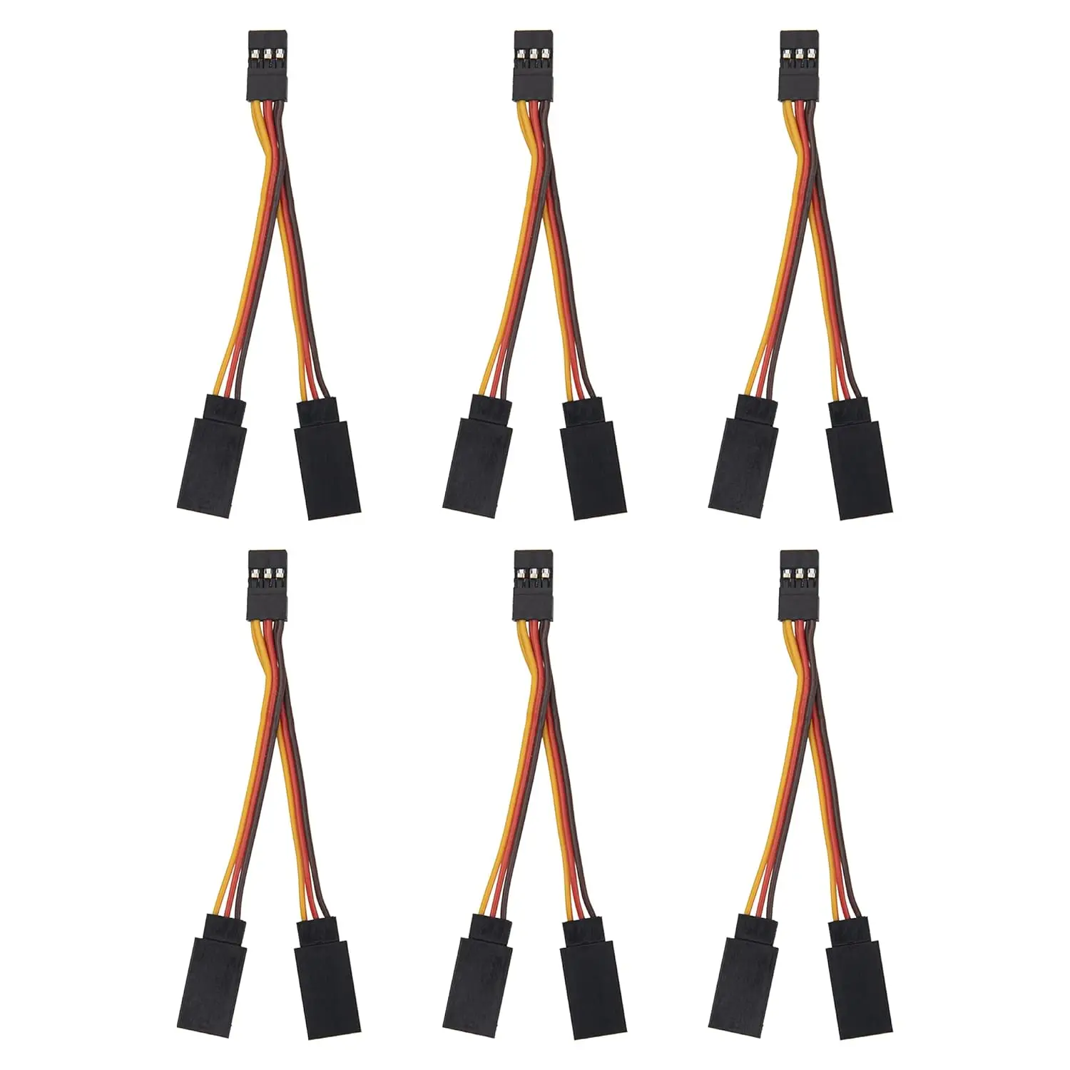 Lot de 6 câbles servo Y JR 7cm pour voiture RC, avion, hélicoptère