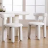 Modern Boucle Dining Chairs Set of 4, Sherpa Fabric Upholstered Barrel Dining Chairs Armless Curved Back Accent Chairs 3