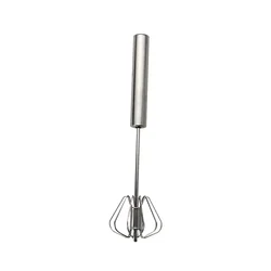 Premium Stainless Steel Rotary Whisk with Beech Wood Handle (10 inch)