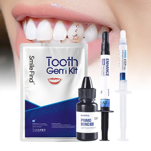 Tooth Gem Kit DIY Teeth Gems Kit With Glues And Light Firm Reliable Clear  Precious Stone Crystal Tooth Ornaments Jewellery For