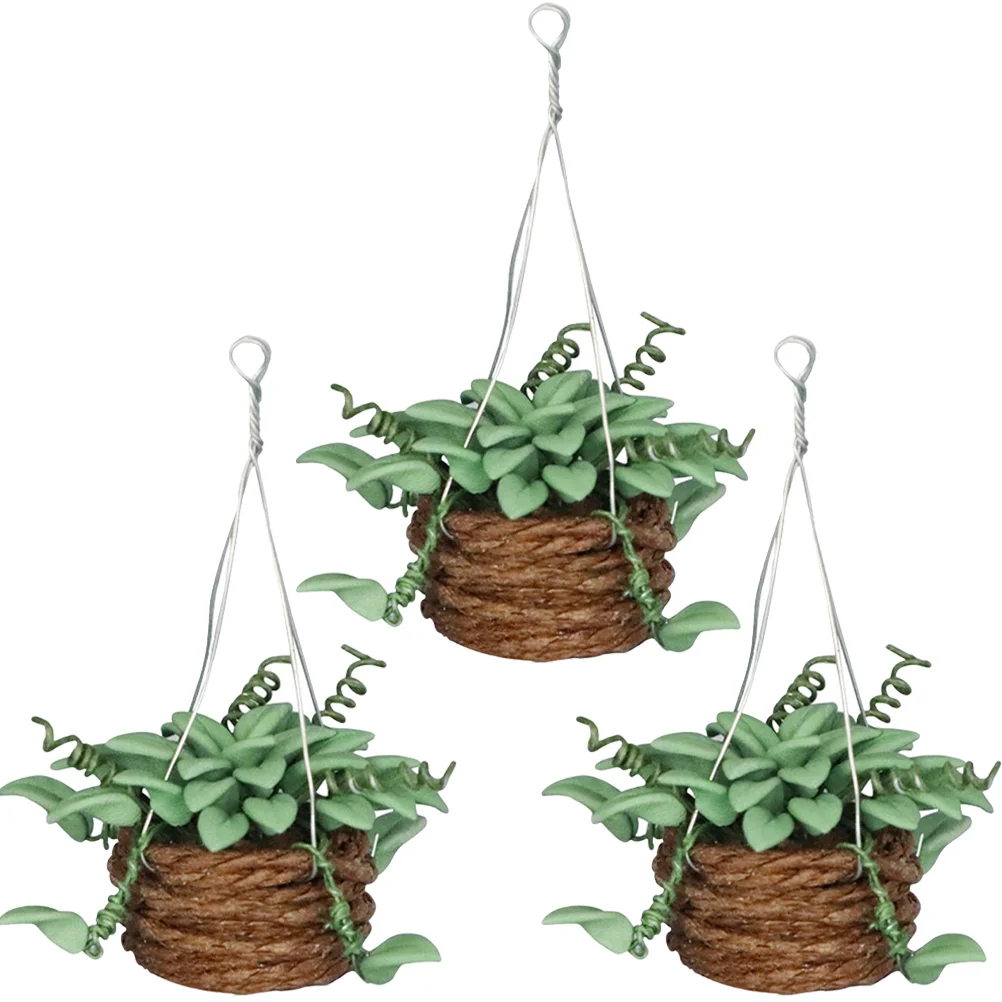 3 Pcs Miniature House Potted Plant Artificial Plants for Home Resin Tiny Household