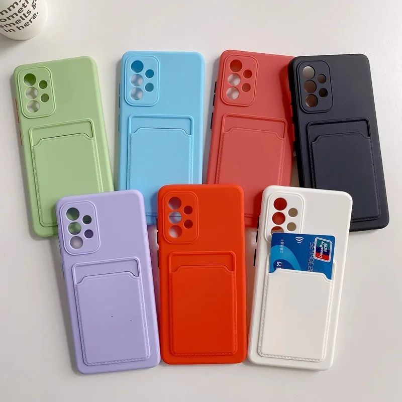 Luxury Silicone Wallet Card Holder Phone Case – Shockproof Soft Cover with Fine Hole Design