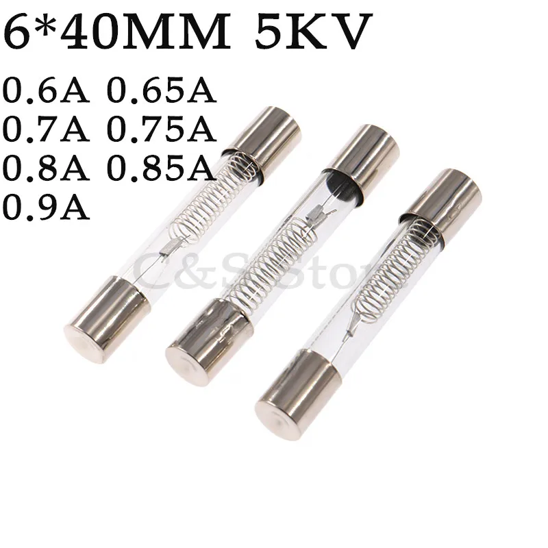 Glass Tube Fuse Kit Glass Tube Fuses Glass Fuses Tube Fuses 10PCS 5KV Special Microwave Oven Fuse 6*40mm 0.65A 0.7A 0.75A 0.8A 0.85A 0.9A 1A