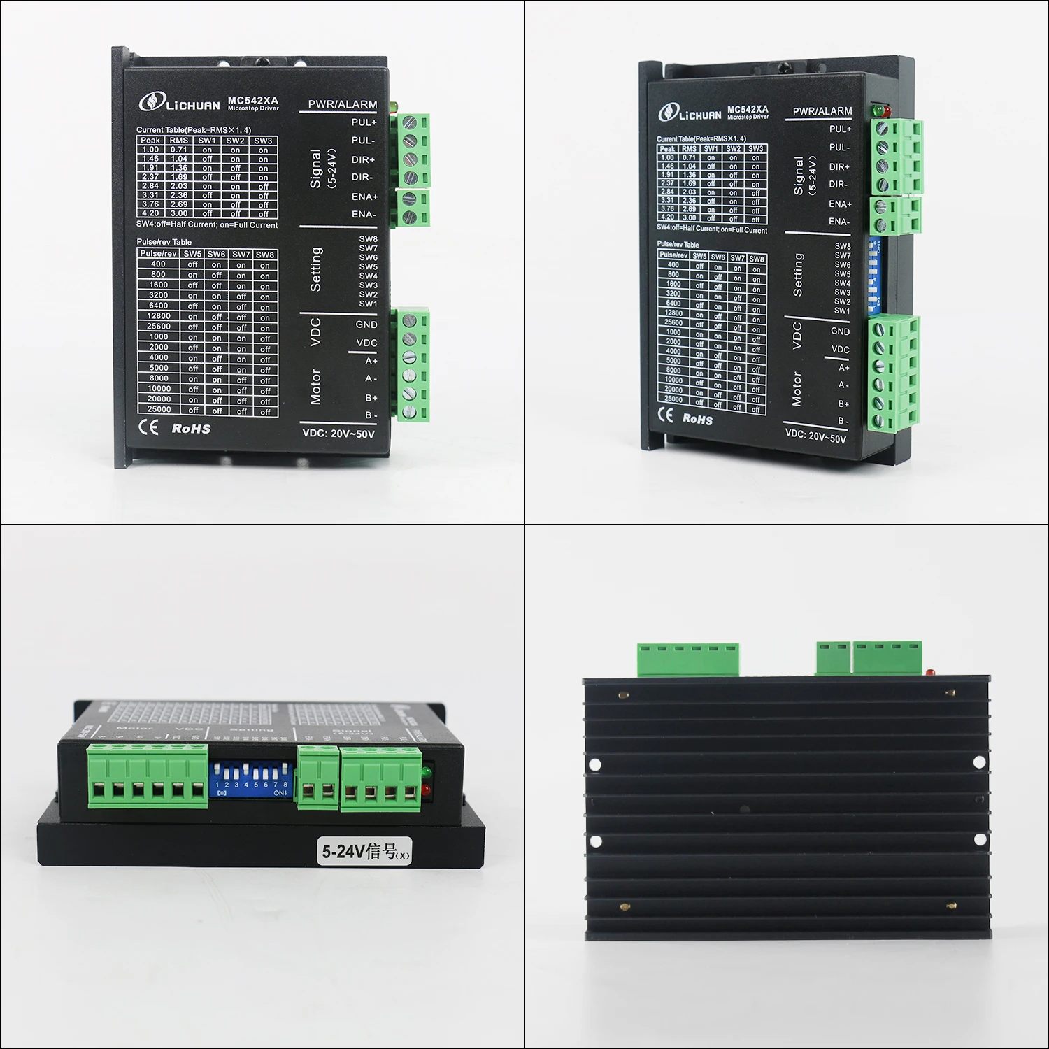 오픈 루프 디지털 스테퍼 드라이버 MC542XA 4.2A 20-50VDC 네마23, 24 스테퍼 모터용