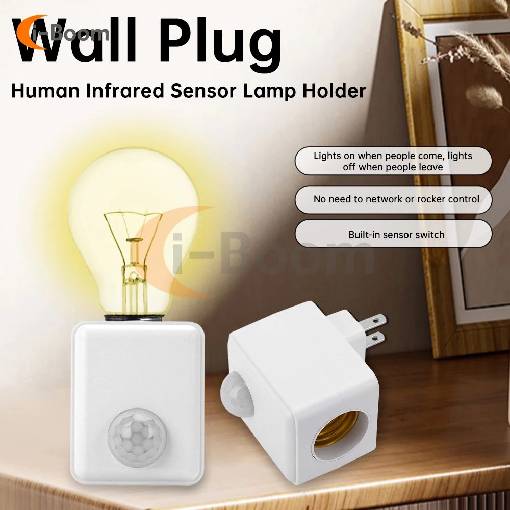 E27 Threaded Lampholder Infrared Sensor Switch IR Human Motion Sensor / Photoresistor Smart Switch Delay Off EU/US Plug,lamp bulb holder,lamp holder,lamp base