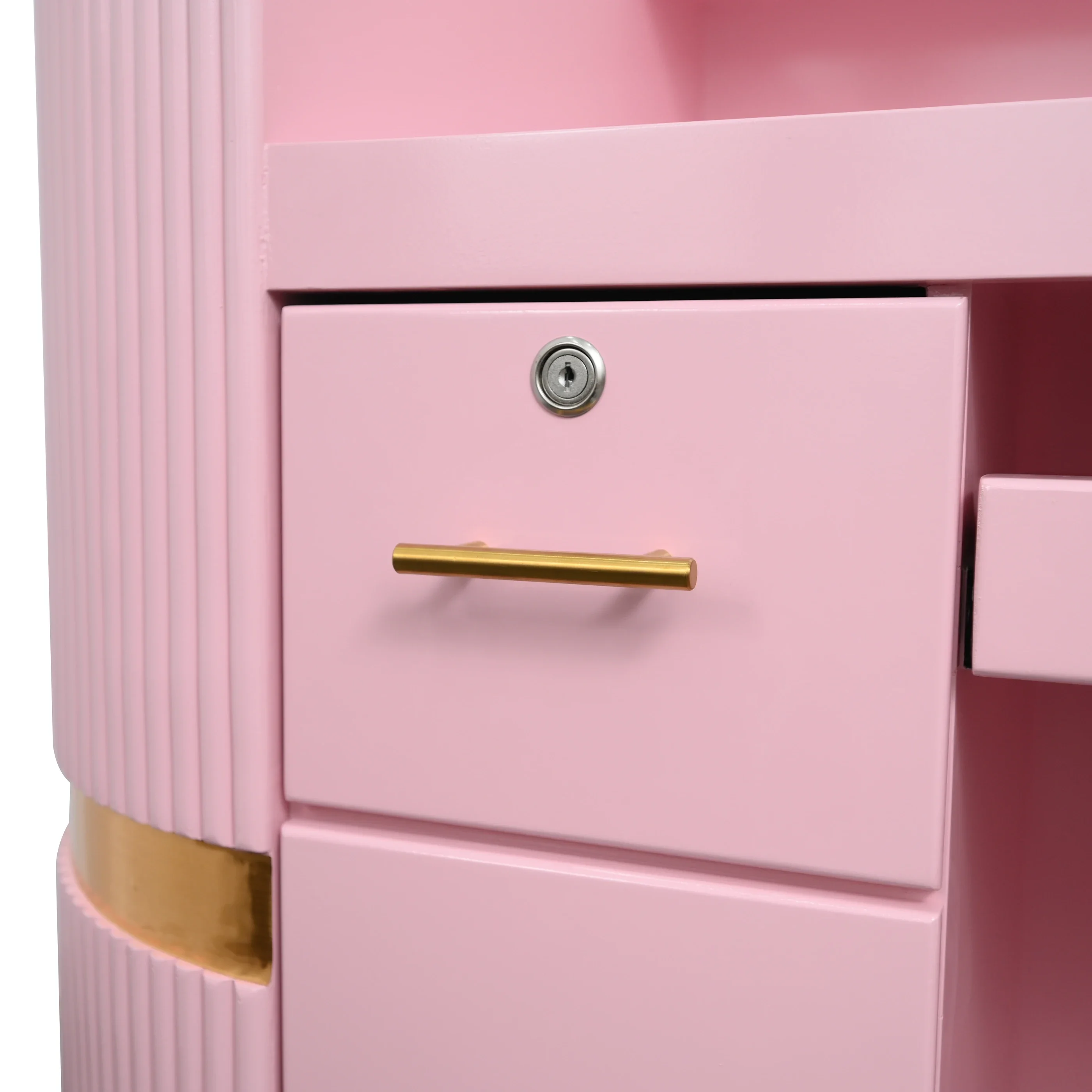 Modern Wooden Salon Office Furniture Shop Cash Counter Desk Pink Reception Desk For Sale