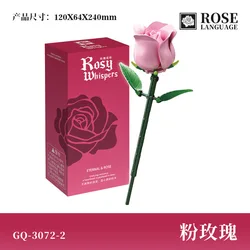 Enchanting Gothic Rose Bouquet Building Set - Creative Photo Prop & Home Decor Gift (3072 - 2 pink)