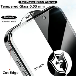 Enhanced Privacy Tempered Glass Screen Protector with Anti - Dust Mesh for HD Glass (For iPhone 15 Pro)