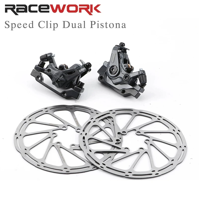 

RACEWORK MTB Disc Brake Calipers Mountain Bike Speed Clip Dual Piston Mechanical With Rotor 160mm