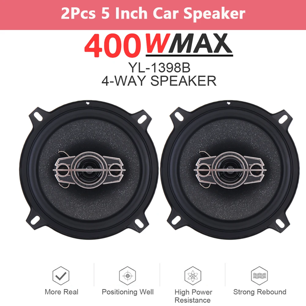 Altavoces Hifi coaxiales para coche, estéreo de música de 2 piezas, 4/5/6  pulgadas, 12V, frecuencia de rango completo, instalación no destructiva,  300W/400W/600W - AliExpress