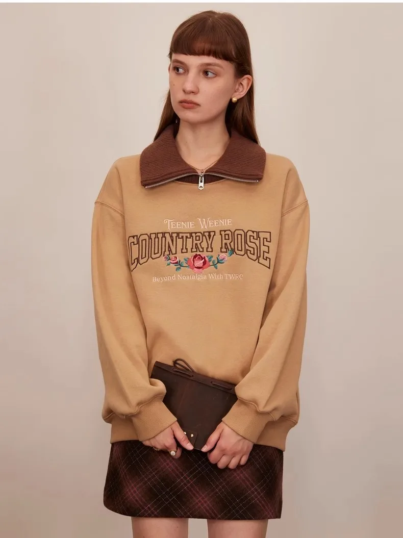 

Fleece Warm Hoodies Winter Full Sleeves Floral Bear Embroidery Preppy Girl Sweatshirt Tops Clothes