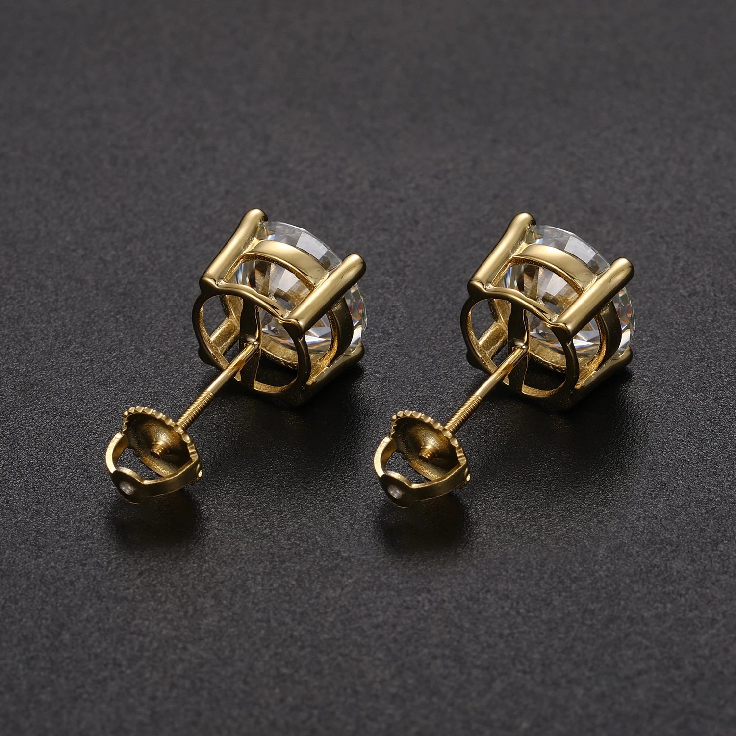 10mm 4CT Real Moissanite Diamond Gemstone Earrings For Women Screw Back 100% 925 Sterling Silver Sparkling Wedding Jewelry Gift