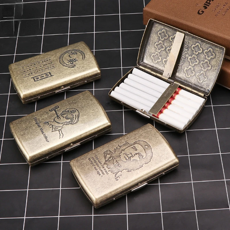 

Metal Cigarette Case Cold-rolled Plate Portable Mens Flip Cover Retro Anti-stress Moisture-proof Cigarette Case 91*52*29mm