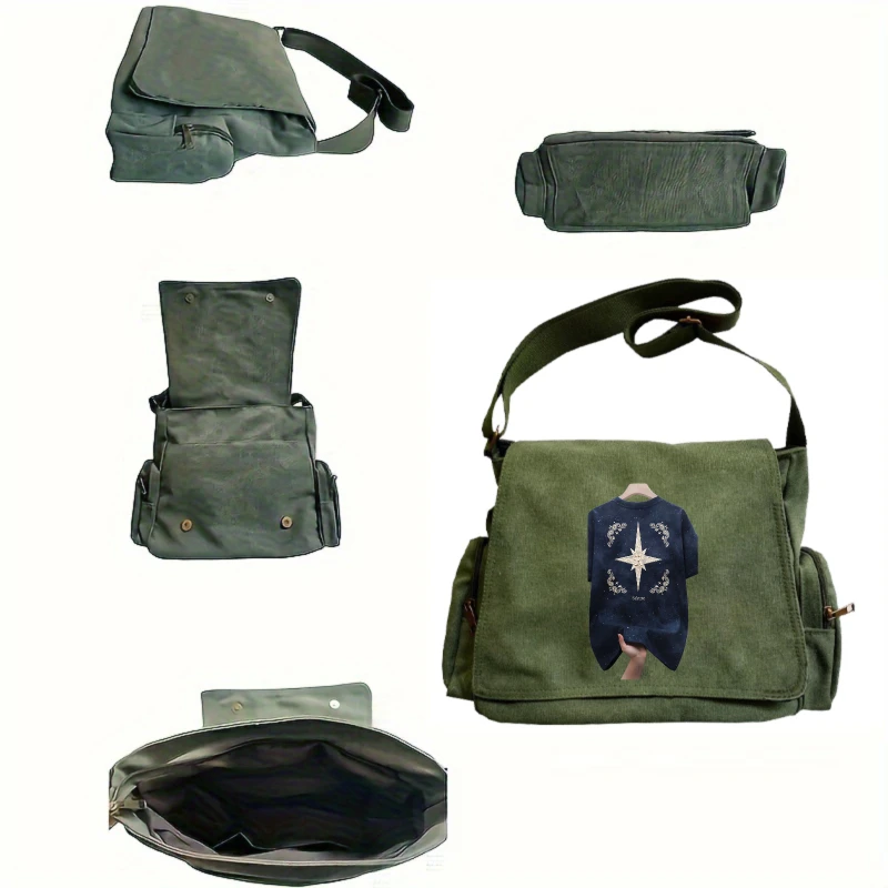 Vintage Men's Shoulder Bag Graphic Print Canvas Messenger Bag Large Capacity Laptop Bag for Travel Women's Crossbody Bag