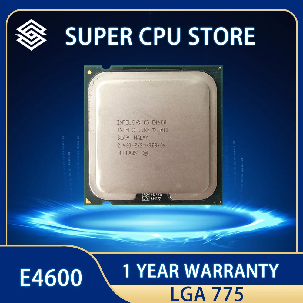 Processore Intel Cpu Core 2 Duo E4600 2.40Ghz 2M 800Mhz Dual-Core Socket 775 Speedy Ship Out