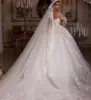 Princess Wedding Dresses Vintage Bridal Gown Beading Shinny Tulle Long Sleeves Robe Elegant Luxury Pretty Dress Customized 2025 2