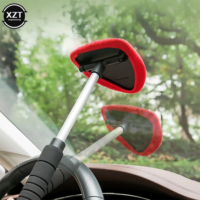 Car Windshield Cleaner Brush Window Glass Washer Wiper Telescopic Handle  Soft Towel Brush Anti-fog Car Home Care Cleaning Tool