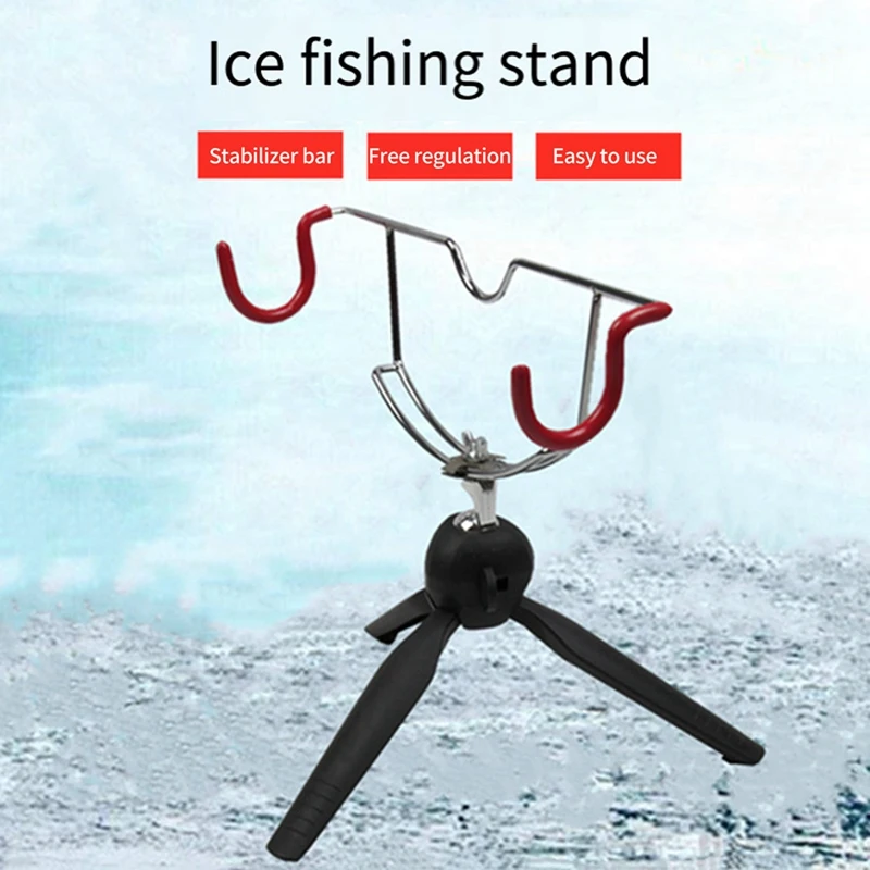 Portable Easily Installation Ice Fishing Rod Holder Fish Pole Holder  Adjustable Angle Anti-Slip Double-Head