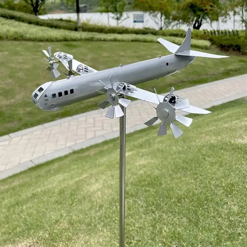 

Металлическая Модель самолета Wind Spinner, модель 3d B-29 супер крепости, уличный декор, ветряные колокольчики, Спиннеры, украшение для сада, ветровая скульптура