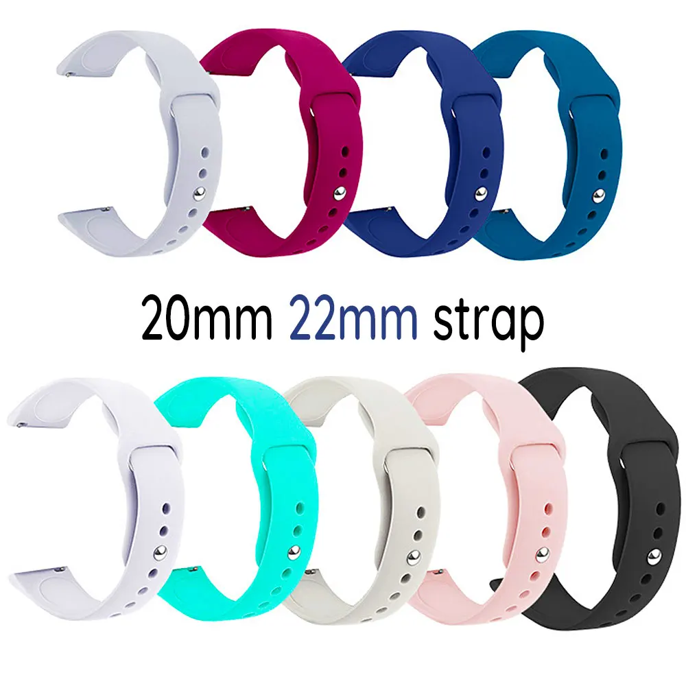 

20mm 22mm strap For Samsung Galaxy watch 5 pro/6/4/Classic/Active 2/Gear S3 frontier silicone bracelet Huawei GT 2/2e/3 pro band