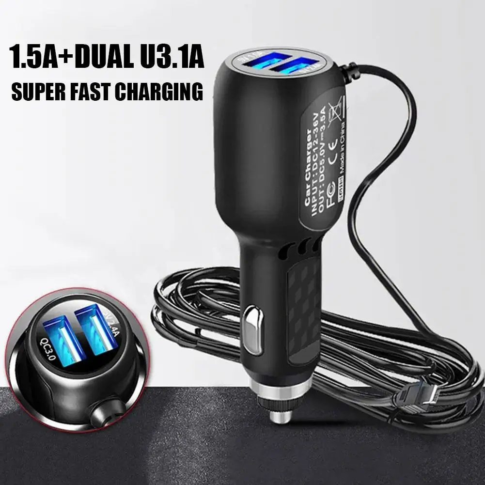 

DVR Charging Cable Dash Cam Car Charger Mini USB Cable Micro USB 11.5ft Power Cord Supply 12-24V Car Charger For DVR Camera F5I5
