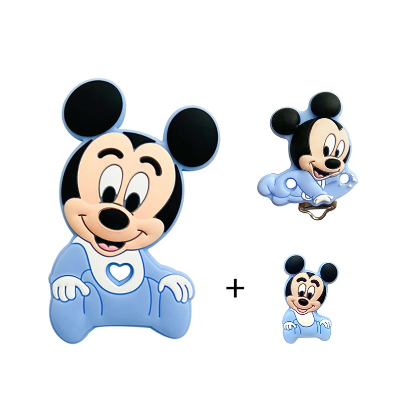 Silicone Disney Cartoon Figure Teether Beads and Clips 3pcs/set Baby Teether Pacifier Chain Accessories Teething Jewelry Toys