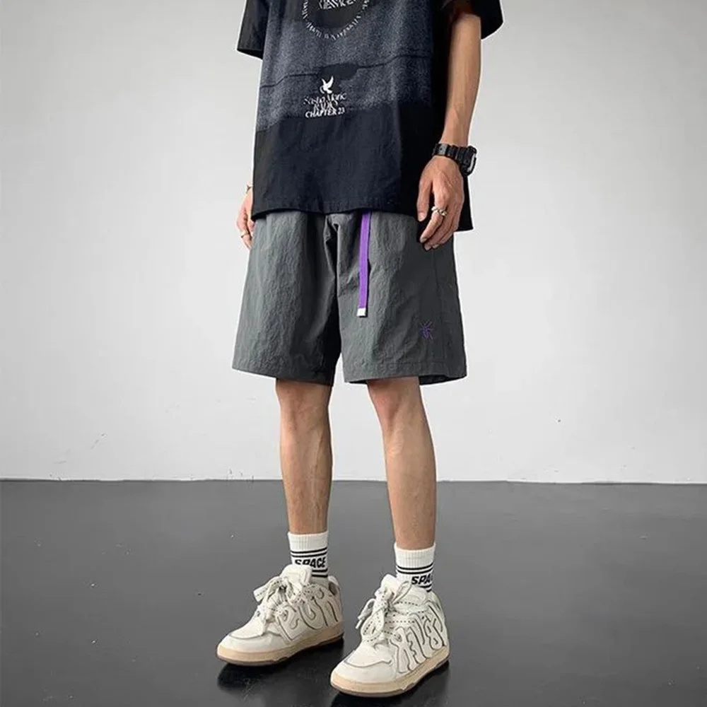 Summer Functional Overalls Men's Unisex Y2k Street Fashion Embroidery Casual Pants Sweatpants Shorts Knee Length Cargo Shorts