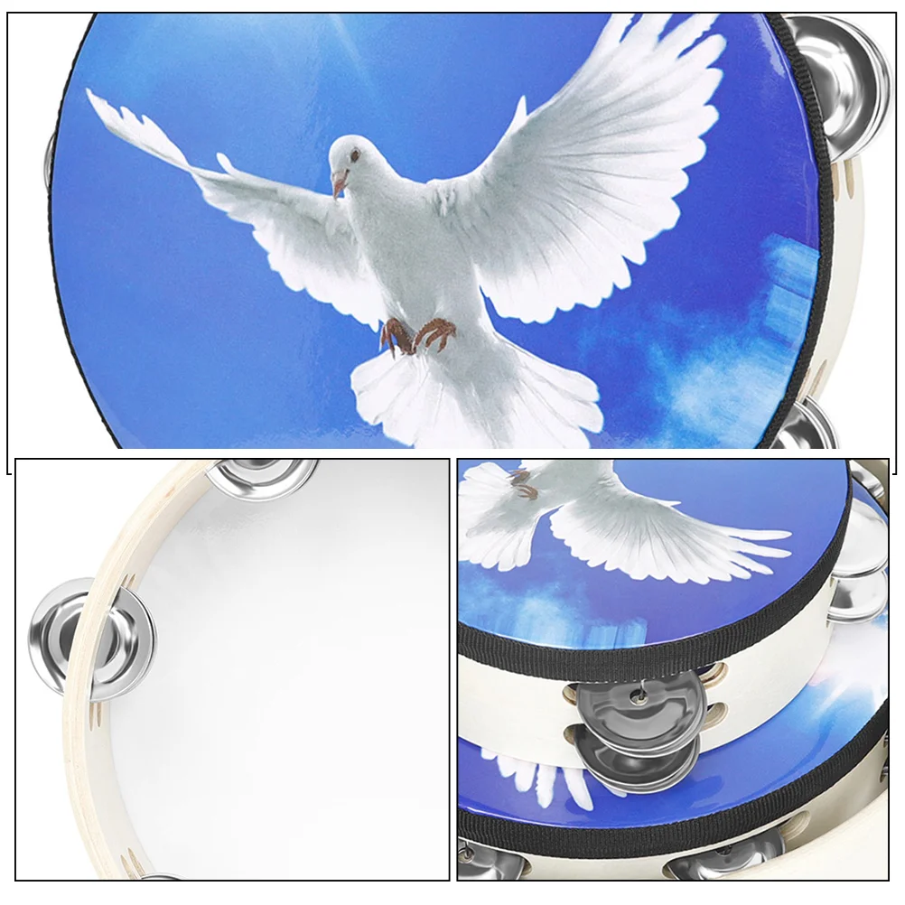 3 Pcs Tambourine Hand Drum Kids Educational Children Music Instrument Crank Musical