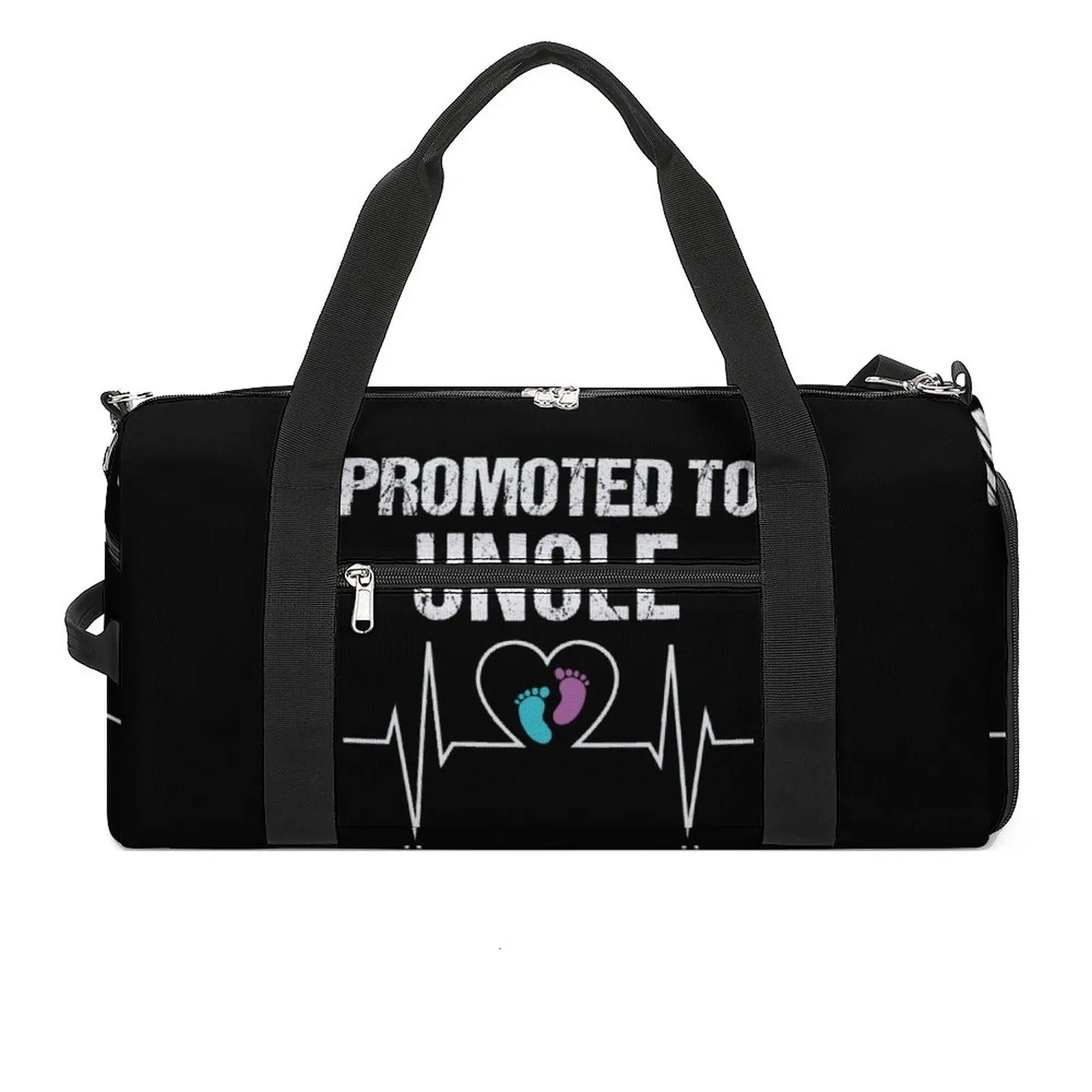 

Promoted To Uncle Gym Bag Baby Announcement Travel Training Sports Bags Couple Custom Large Retro Fitness Bag Outdoor Handbags