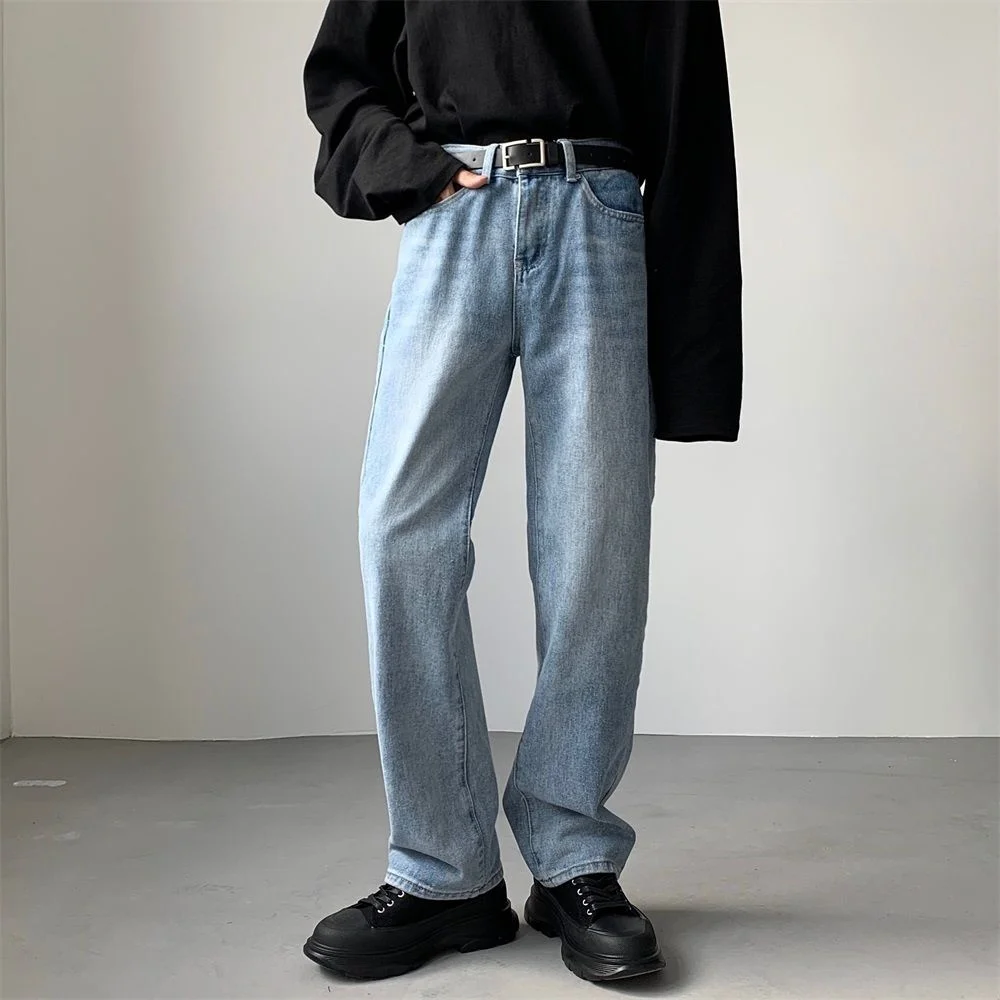 

2022 Men's Classic Cargo Pocket Wash Jeans Fashion Trend Black/blue Color Casual Pants Biker Denim Solid Color Trousers M-2XL