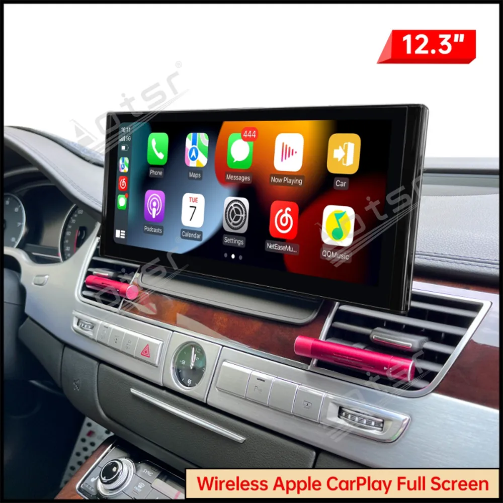 Per Audi A8 S8 D4 3G 2010 - 2017 Navigazione GPS per auto da 12,3 "con CarPlay, sistema di informazioni multimediali Android Auto