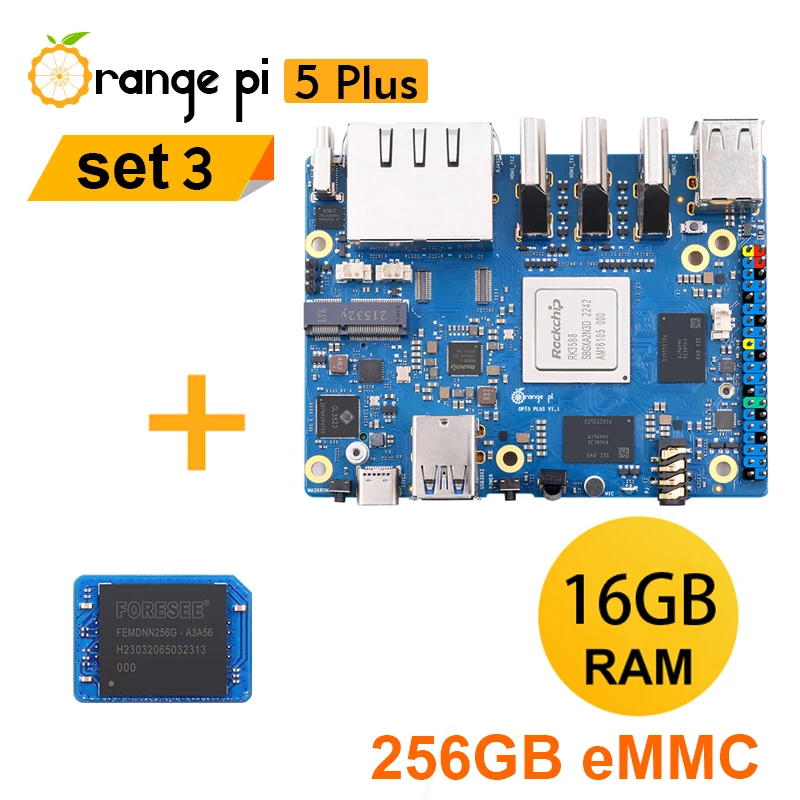 Orange Pi 5 Plus 16GB LPDDR4/4X RAM+256GB eMMC Module