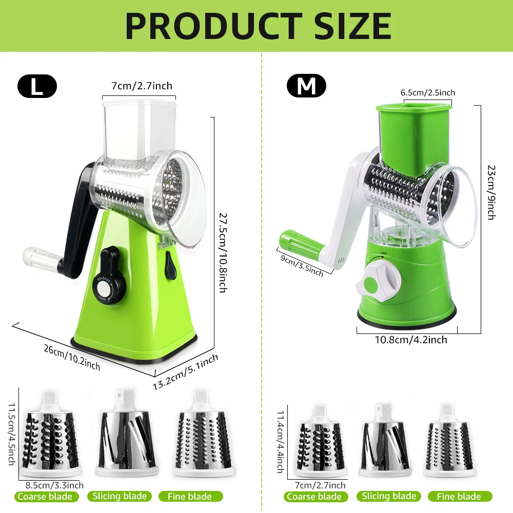 Manual Rotary Cheese Grater 3 In 1 Professional Drum Vegetable Cutter Slicer Chopper Spiralizer Mandolina for Kitchen Accessorie vegetable slicer vegetable cutter food slicer cheese grater food shredder