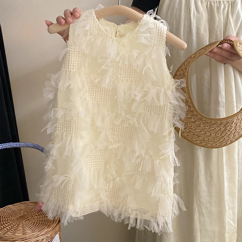 

Baby Girl Princess Cotton High-end Dress Sleeveless Infant Toddler Child Elegant Tulle Vestido Party Summer Baby Clothes 18M-10Y