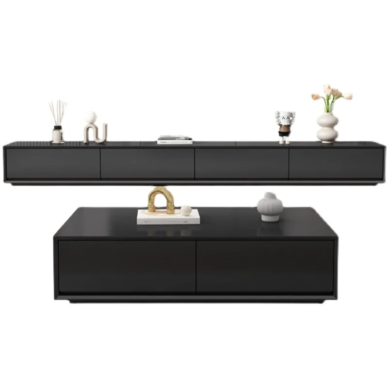 

ZL Living Room Complete Floor TV Stand Black Minimalist Nordic Style Cabinet