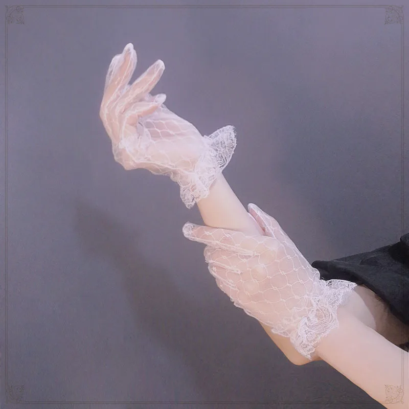 Lace gloves summer thin transparent lolita wedding accessories