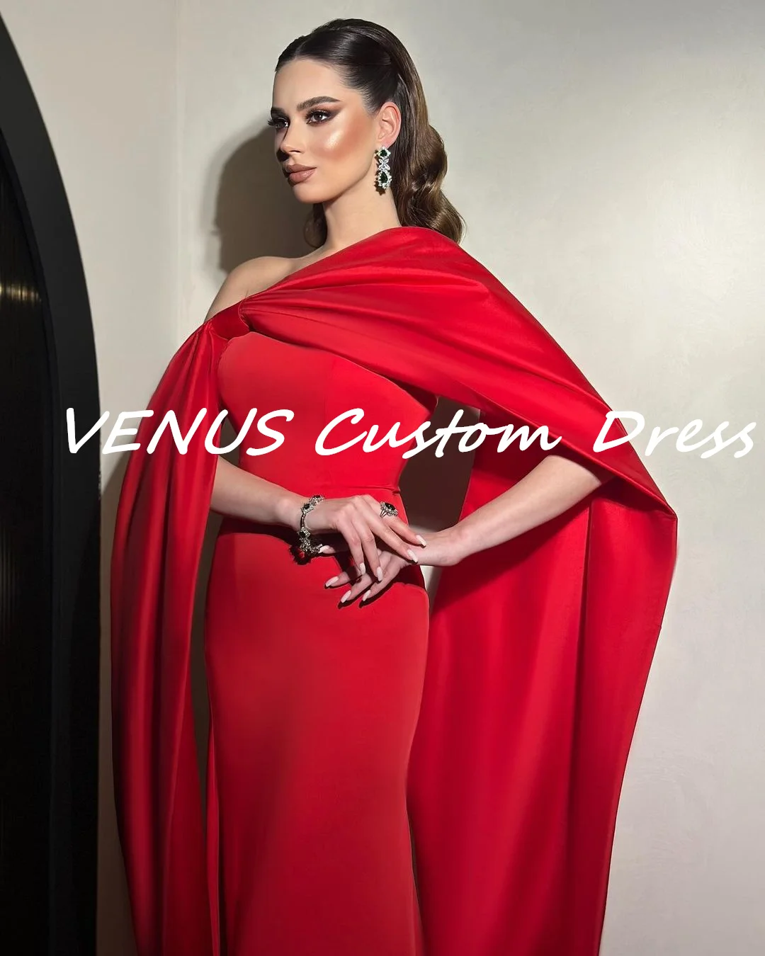 

VENUS Red Off-the-shoulder Neckline Long dresses Elegant and pretty women's dresses Vestidos De Festa Dubai Luxury Evening Dress